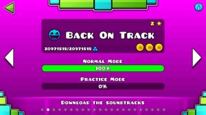 Как пройти Back on Track c 3 монетками Geometry Dash
