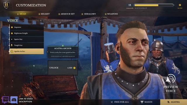 Chivalry 2 Character Customization Options - All Weapons, Armor, Male Voices and More!