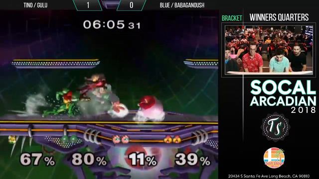 SoCal Arcadian 2018 - Tino / Gulu (Green) VS Blue / Babaganoush (Red) - SSBM Winners Quarters смотреть онлайн