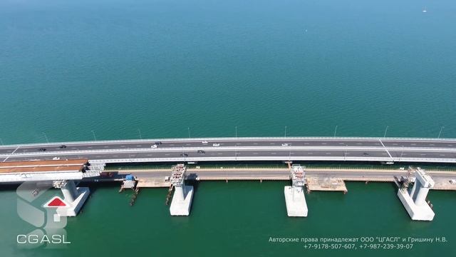 Аэросъемка строительства Крымского моста через Керченский пролив (Керчь, 2018)