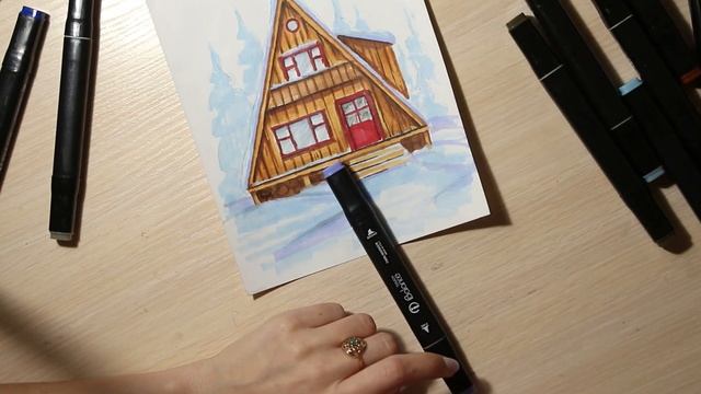 Рисуем зимний пейзаж маркерами смотреть онлайн