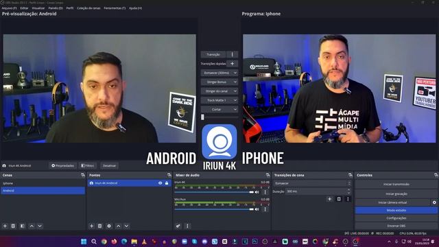 COMPARATIVO IRIUN 4K vs NDI HX [CELULAR WEBCAM] Teste Prático no Android e Iphone