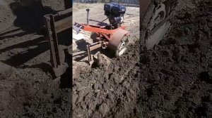 пашем огород тяжёлым мотоблоком