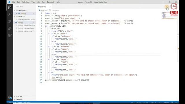 fun python projects for beginners | stone paper scissor game in python | python programming [python