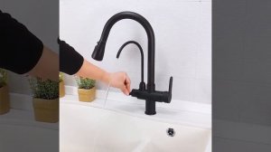 Кран черный кухонный, выдвижной фильтр для горячей и холодной воды, кран для кухни, али экспресс