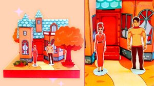 Осенний кукольный домик из бумаги DIY