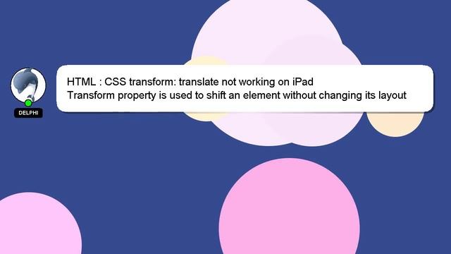 HTML : CSS transform: translate not working on iPad смотреть онлайн