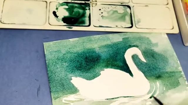 Рисуем акварелью.  Акварель для новичков.   ,,Лебедь,,.