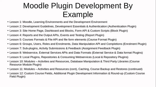 "Moodle Plugin Development By Example" Course Outline смотреть онлайн