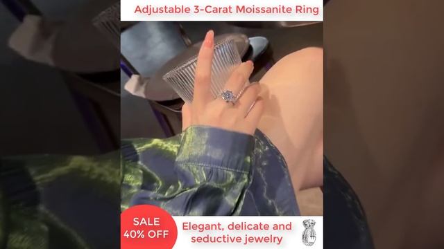 Moissanite 3 carat diamond ring, elegant, charming