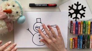 Видеурок для детей от 3-х лет/Рисуем снеговика/Как научить ребенка рисовать/Простые уроки рисования