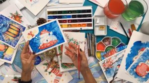 Новогодняя открытка акварелью! / Секреты рисования