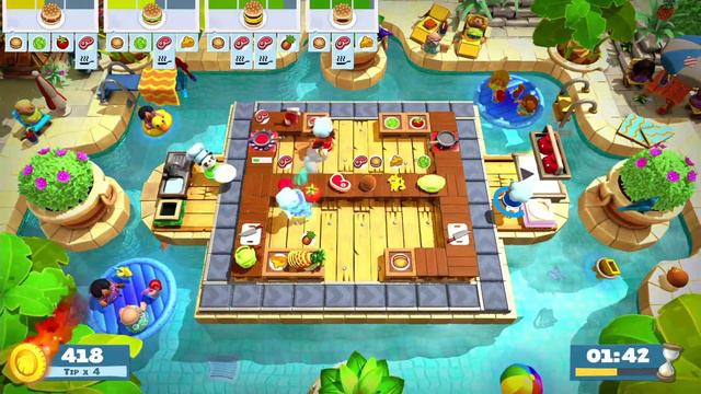 Overcooked 2 Surf 'n' Turf Level 2-3 4 Stars 4 Player Co-op смотреть онлайн