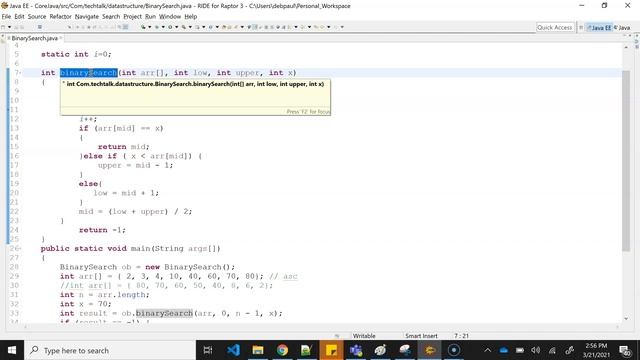 Data Structure - Binary Search Algorithm using Java | Binary Search Flowchart and Coding explanatio смотреть онлайн