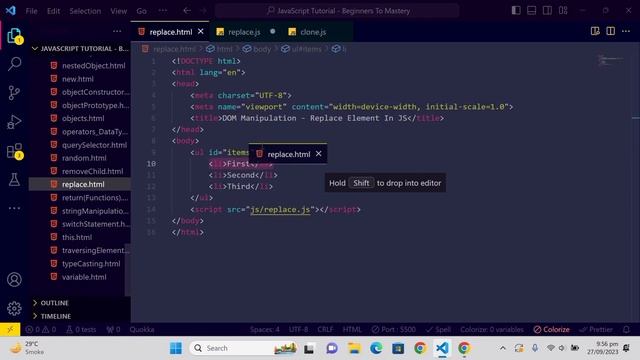 JavaScript DOM Tutorial: replaceChild() Method | #javascript #dommanipulation #removeChild #dom