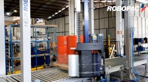 Упаковка и жгутирование бочек на паллете в стрейч-плёнку