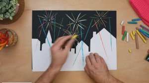 Make outstanding FIREWORKS ART using chalk & stencils. Simple, effective art activity idea!