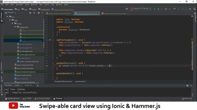 Swipe-able card view using Ionic & Hammer.js смотреть онлайн