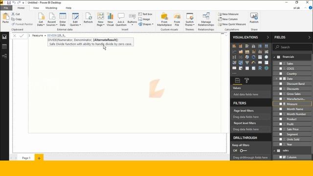 DIVIDE function (DAX) - DAX function DIVIDE In Power BI Desktop
