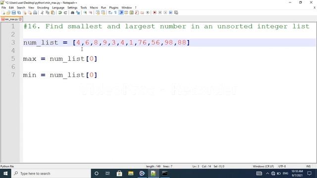 program to find smallest,largest number in a list|Python Interview questions|python for beginners