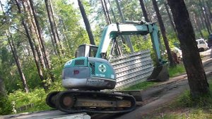 Заезд экскаватора на кран-борт.