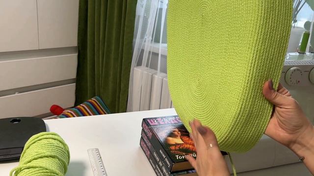 Сшила Огромную корзину из шнура. Смотрите, что получилось. Самый подробный МК в технике зиг-заг