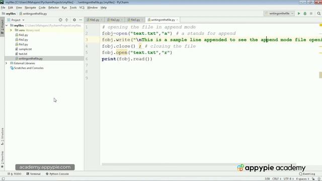 Opening the file in append and write modes - Lesson 142