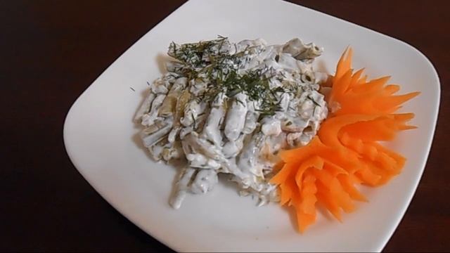 Салат из зелен.фасоли.Украшение блюд - цветы из моркови. смотреть онлайн