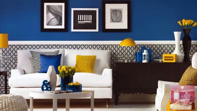 Контраст синего и белого цвета в интерьере смотреть онлайн