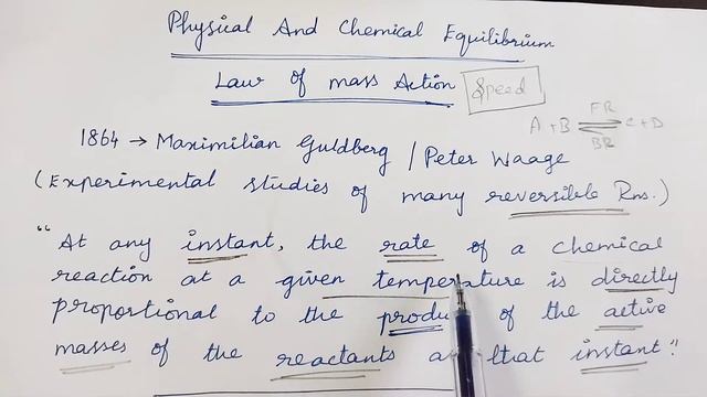 Law Of Mass Action | Physical And Chemical Equilibrium | TN 11th Chemistry | Unit - 8 | In Tamil |