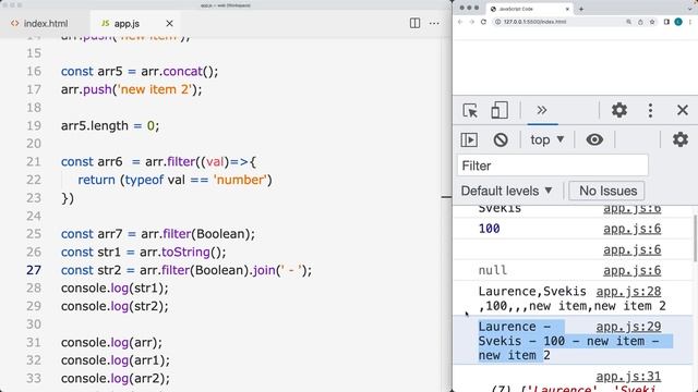 JavaScript Array method examples push pop shift indexof map filter coding examples