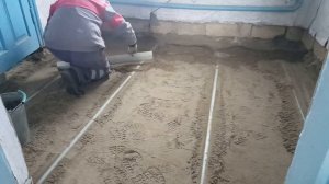 #316 Ремонт полов частном доме/бетонируем черновой пол в кабинете/переезд в Россию из Латвии.