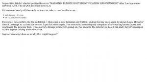REMOTE HOST IDENTIFICATION HAS CHANGED!" constantly occurring, even \*after\* deleting known_hosts