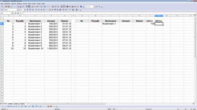 DBMin DBMax DBMittelwert DBSumme (Excel & Open Office Calc) смотреть онлайн