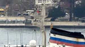 Russian Navy Northern Fleet Cargo Ship Yauza on the Bosphorus