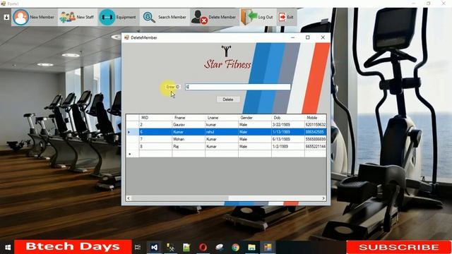 9. Gym Management System - Delete Member & Exit Button (Design and Coding)