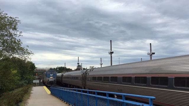 Amtrak Downeaster #691 reverses out of Portland station w/ 10031 Ocean View Dome Car - 9/11/16 смотреть онлайн