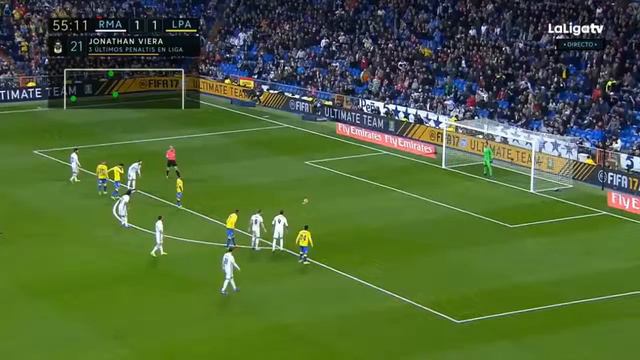 Джонатас Виера | Гол с пенальти | Реал Мадрид - Лас Пальмас 1:2 01.03.2017 смотреть онлайн