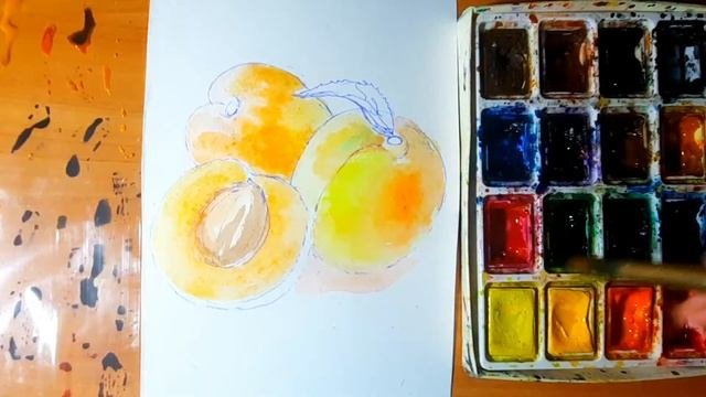 Как рисовать натюрморт. Как рисовать персик. Акварельный рисунок. #урокрисования#рисование#персик