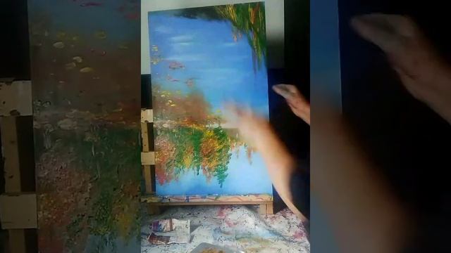 Рисование осеннего пейзажа/только пальцами .?