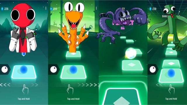 Rainbow Friends Blue vs Green vs Orange vs Red - Tiles Hop Dancing Road! #tileshop #rainbowfriends смотреть онлайн