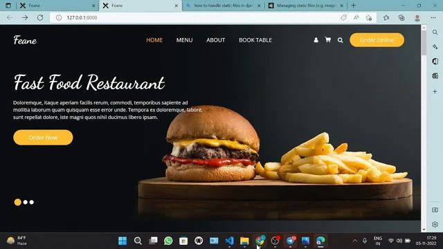 Part - 1 | Create a Responsive Restaurants Web Project using Django (Live) | #livestream #django