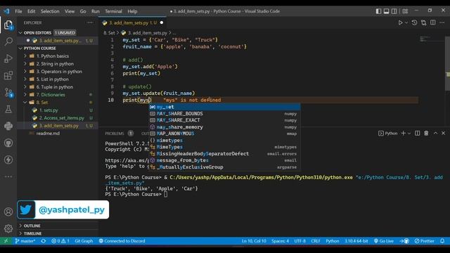 Access, add and remove items from set