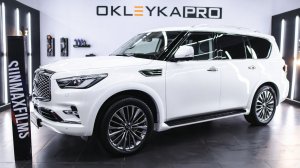 INFINITI QX80 вOKLEYKA.PRO ®Оклеили кузов и хром в полиуретан, защитили мониторы.