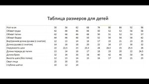 ТАБЛИЦА ДЕТСКИХ РАЗМЕРОВ ДЛЯ ВЯЗАНИЯ