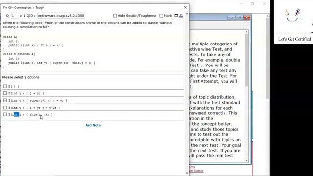 What is ALWAYS the first line in a Java constructor? (enthuware.ocajp.i.v8.2.1355) смотреть онлайн