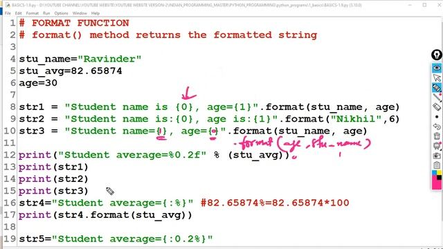 Format function in python