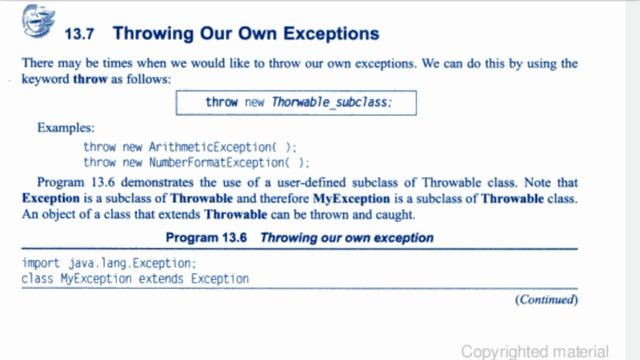 Throwing our own Exception | exception in java | Java balaguruswamy audiobook смотреть онлайн