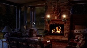 Ambiance - Rain, piano, and Fireplace Sounds at Night 1 Hour for Sleeping, Reading, Relaxation