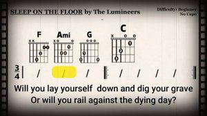 SLEEP ON THE FLOOR by The Lumineers (Easy Guitar & Lyric Scrolling Chord Chart Play-Along)